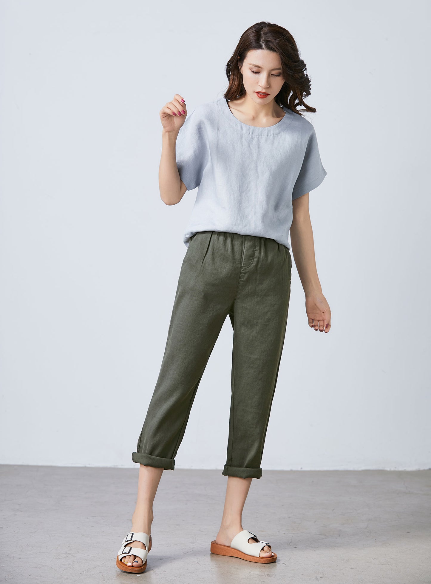 Womens summer loose fitting Linen pants c1704