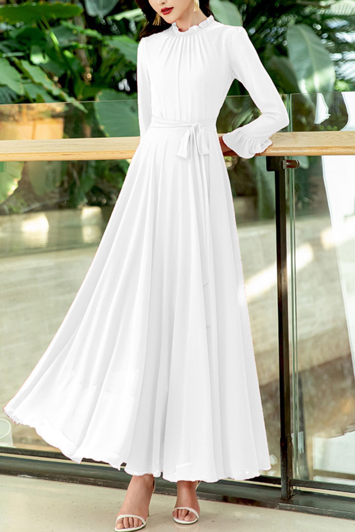 Long-sleeved new lace chiffon long dress C3992 YLISTYLE Long-sleeved new lace chiffon long dress C3992 YLISTYLE