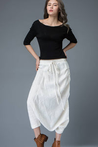 harem White linen hippie pants C822