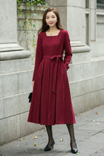 Load image into Gallery viewer, Red classic winter wool dress women C4500
