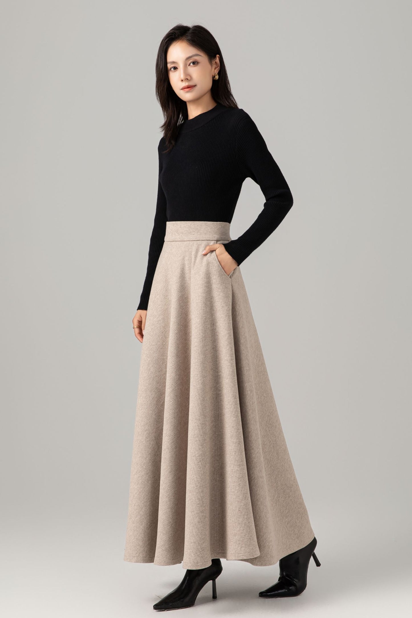Maxi elegant winter wool skirt women C5274