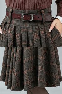 Womens midi plaid wool skirt C4449