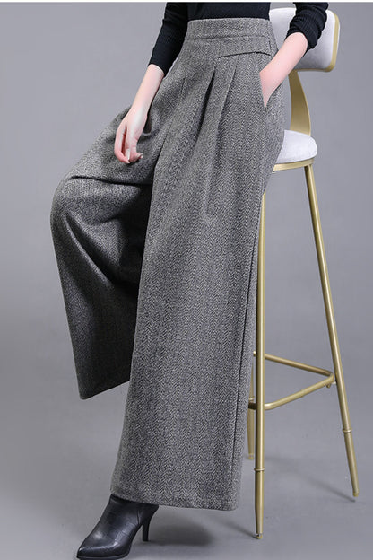 Long wide leg winter wool pants c5085