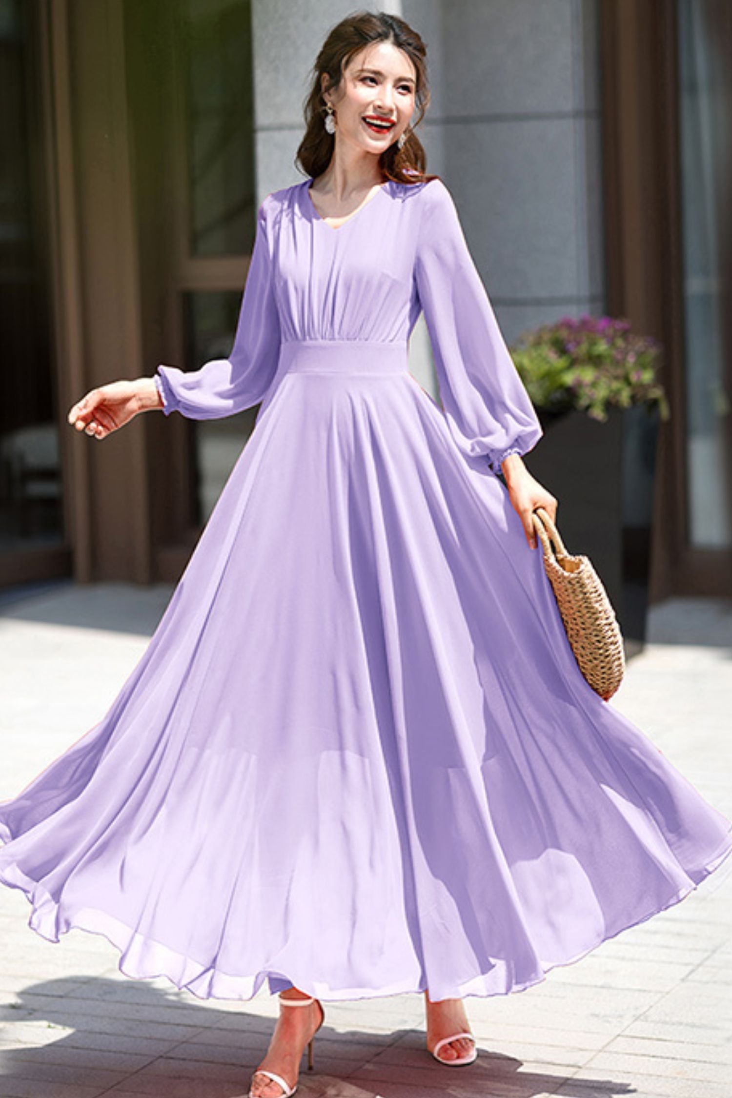Summer Long Sleeve Big Swing Dress C4001 YLISTYLE Summer Long Sleeve Big Swing Dress C4001 YLISTYLE