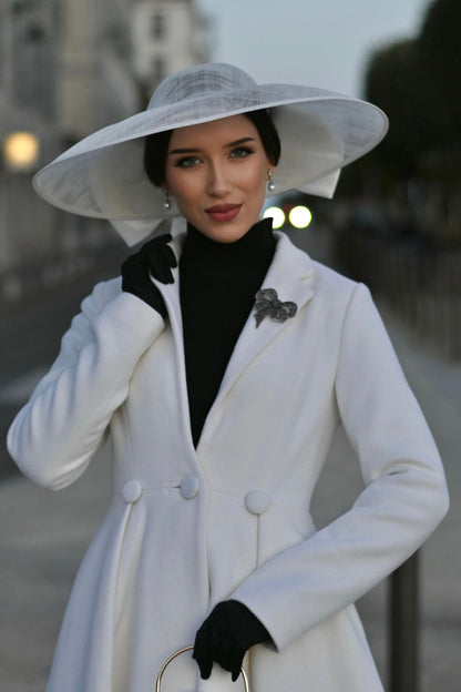 White Wedding Maxi Wool Coat C5300