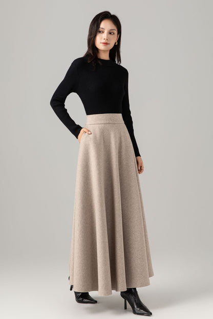 Maxi elegant winter wool skirt women C5274