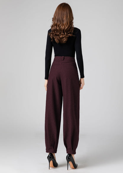 Wool Baggy Women Tapered Pants C5237
