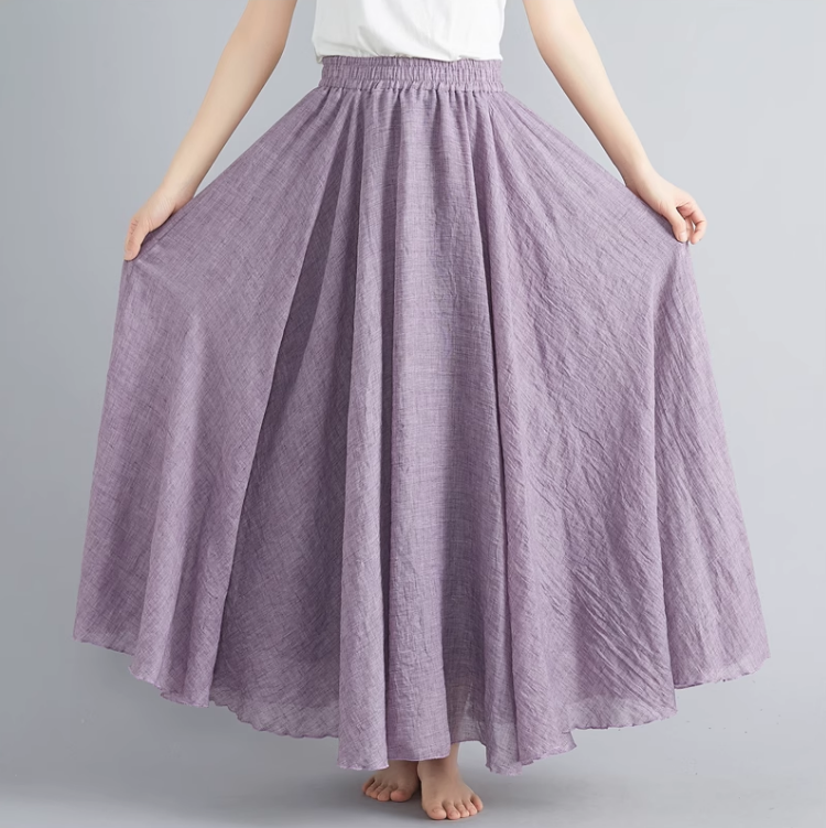 Plus size swing linen skirt women C5023-17 (lavender)