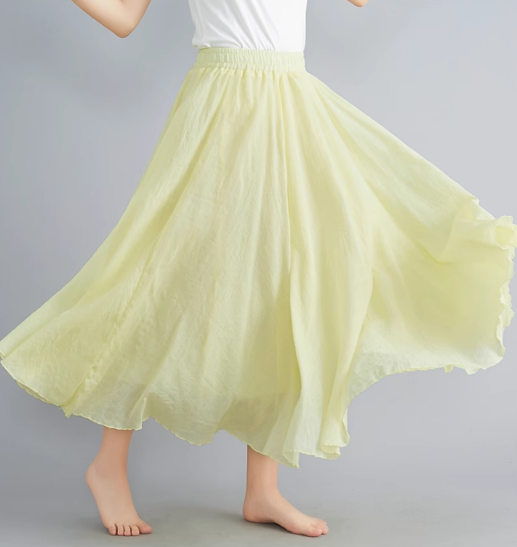 Maxi Plus size summer linen skirt women C5023-18 (yellow)