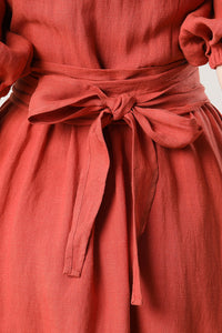 Women's Orange Linen Dress C3282