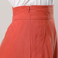 Load image into Gallery viewer, Orange Summer Linen Skirt C3286
