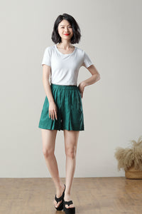 High Waisted Linen Shorts for Women C3233