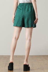 High Waisted Linen Shorts for Women C3233