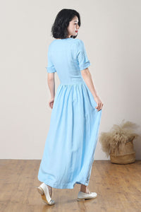 Plus Size Linen Maxi Dress C3266