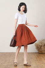 Load image into Gallery viewer, A-Line Pleated Linen Midi Skirt C3271
