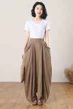 Load image into Gallery viewer, Long Asymmetrical Linen Skirt C3272
