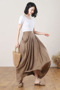 Long Asymmetrical Linen Skirt C3272