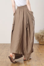 Load image into Gallery viewer, Long Asymmetrical Linen Skirt C3272
