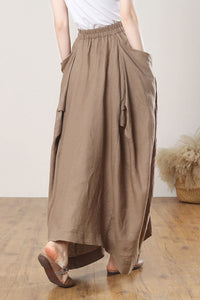 Long Asymmetrical Linen Skirt C3272