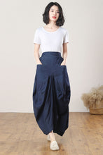 Load image into Gallery viewer, Navy Blue Long Pleated Skirt C3273
