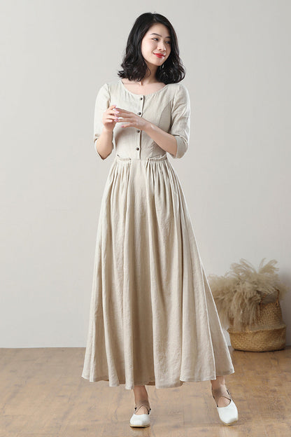 Women's Summer Swing Linen Dress C3207,Size XS #CK2300102