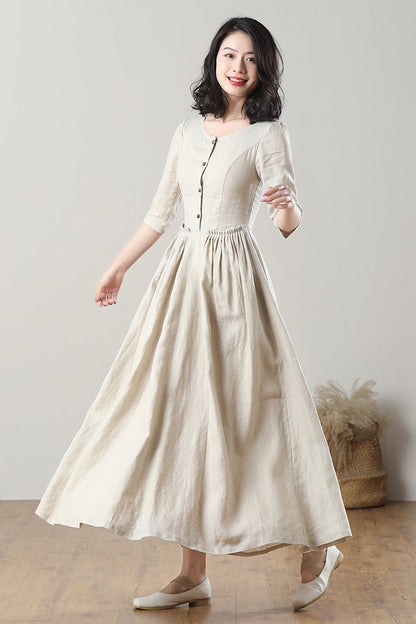 Women's Summer Swing Linen Dress C3207,Size XS #CK2300102
