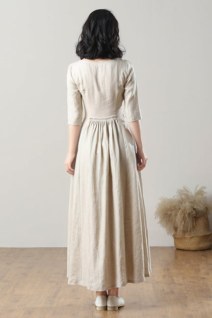 Women's Summer Swing Linen Dress C3207,Size XS #CK2300102