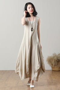 Women's Casual Sleeveless Linen Dress C3208,Size XS #CK2300105