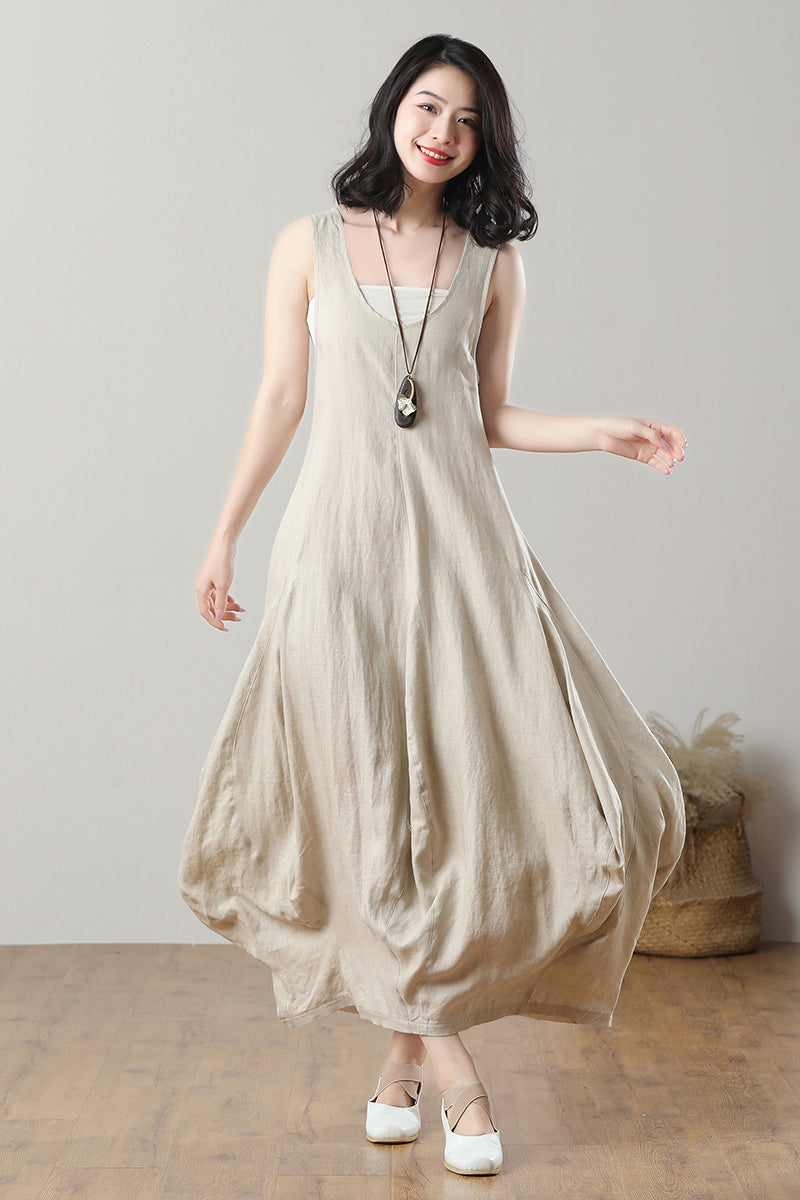 Women's Casual Sleeveless Linen Dress C3208,Size XS #CK2300105
