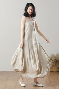 Women's Casual Sleeveless Linen Dress C3208,Size XS #CK2300105