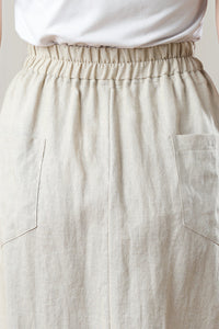 Long Elastic Waist Linen Skirt C3211,Size XS #CK2300117