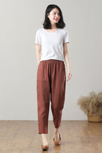 Load image into Gallery viewer, Brick Red Casual Linen Pants C3213，Size M #CK2300125
