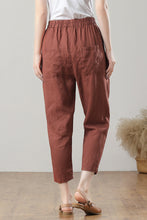 Load image into Gallery viewer, Brick Red Casual Linen Pants C3213，Size M #CK2300125
