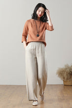 Load image into Gallery viewer, High Waist Wide Leg Linen Pants C3216,Size M #CK2300137
