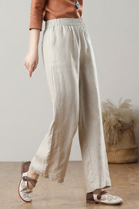 High Waist Wide Leg Linen Pants C3216,Size M #CK2300137