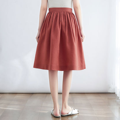 Midi Linen skirt, Summer Skirt with Pockets C2700