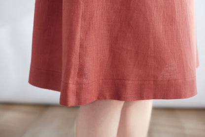 Midi Linen skirt, Summer Skirt with Pockets C2700