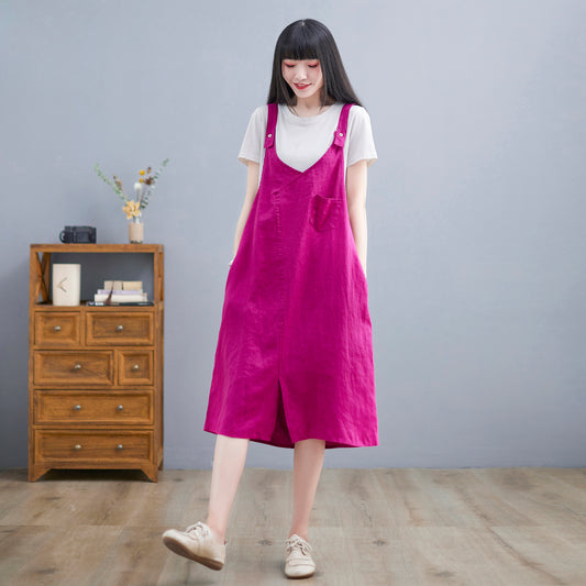 Linen loose fit dress women C2256