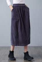 Load image into Gallery viewer, Women&#39;s Winter Elastic Waist Midi Corduroy Skirt C250001，Size XL #CK2101557
