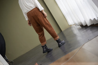 Casual Brown Corduroy Pants for women c2426
