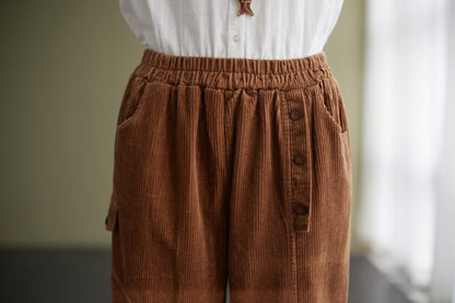 Casual Brown Corduroy Pants for women c2426