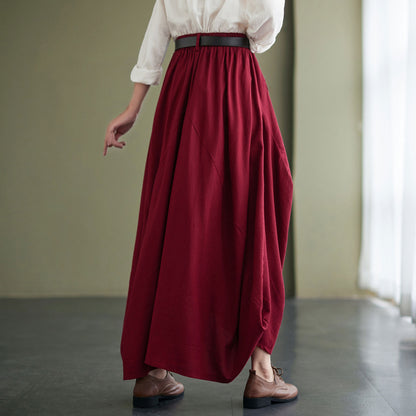 Asymmetric Linen maxi Skirts women C2428