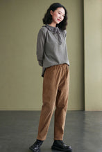 Load image into Gallery viewer, High waist Brown Corduroy Pants C2432

