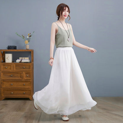 Summer White Chiffon Palazzo Pants for Women C2196