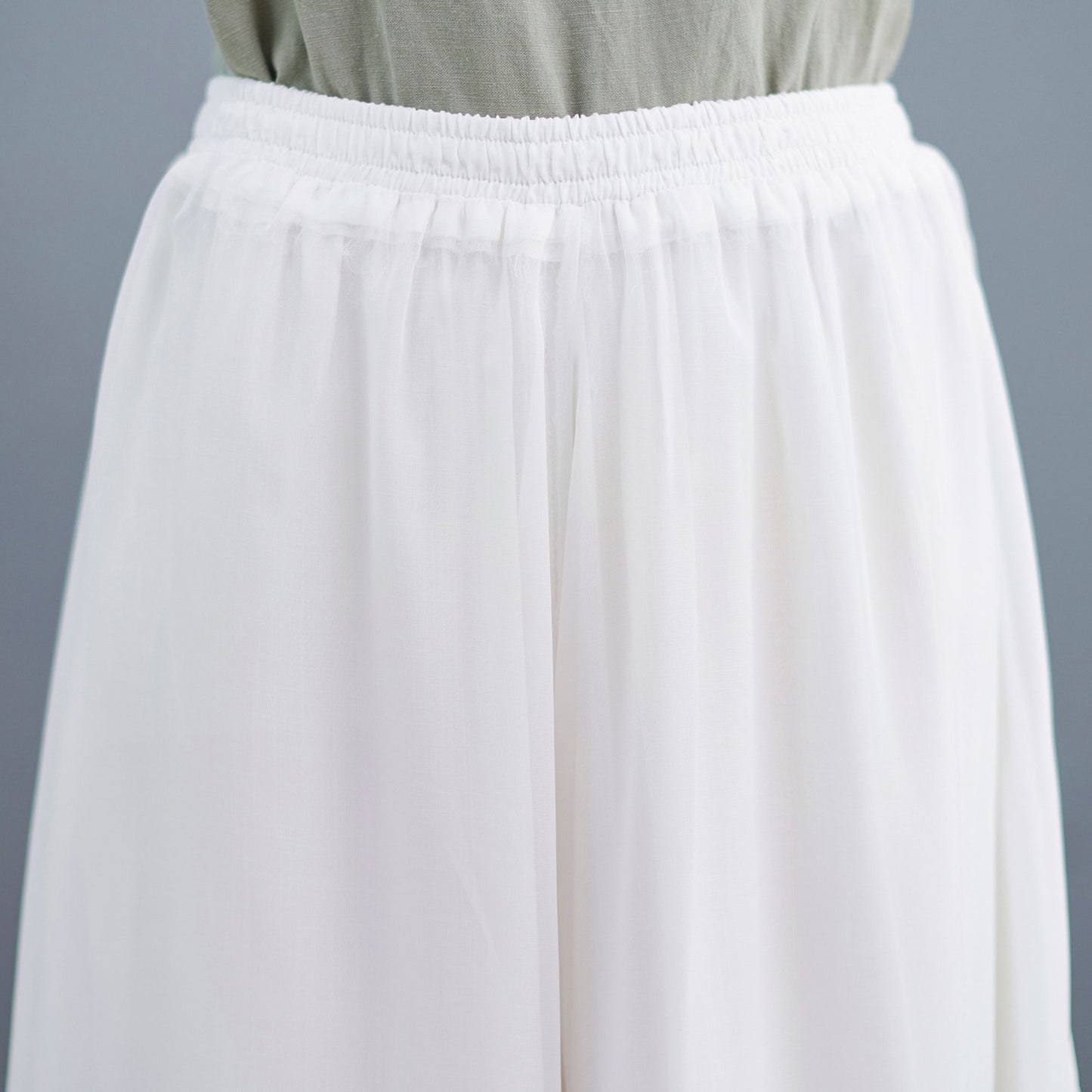 Summer White Chiffon Palazzo Pants for Women C2196