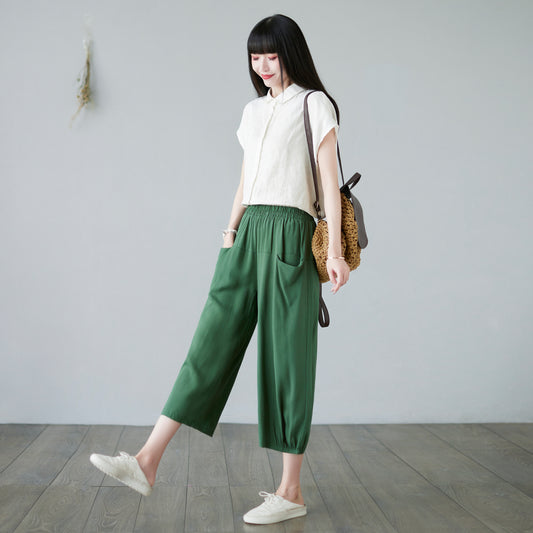 Casual Trouser Cropped Wide Leg Pants c2287