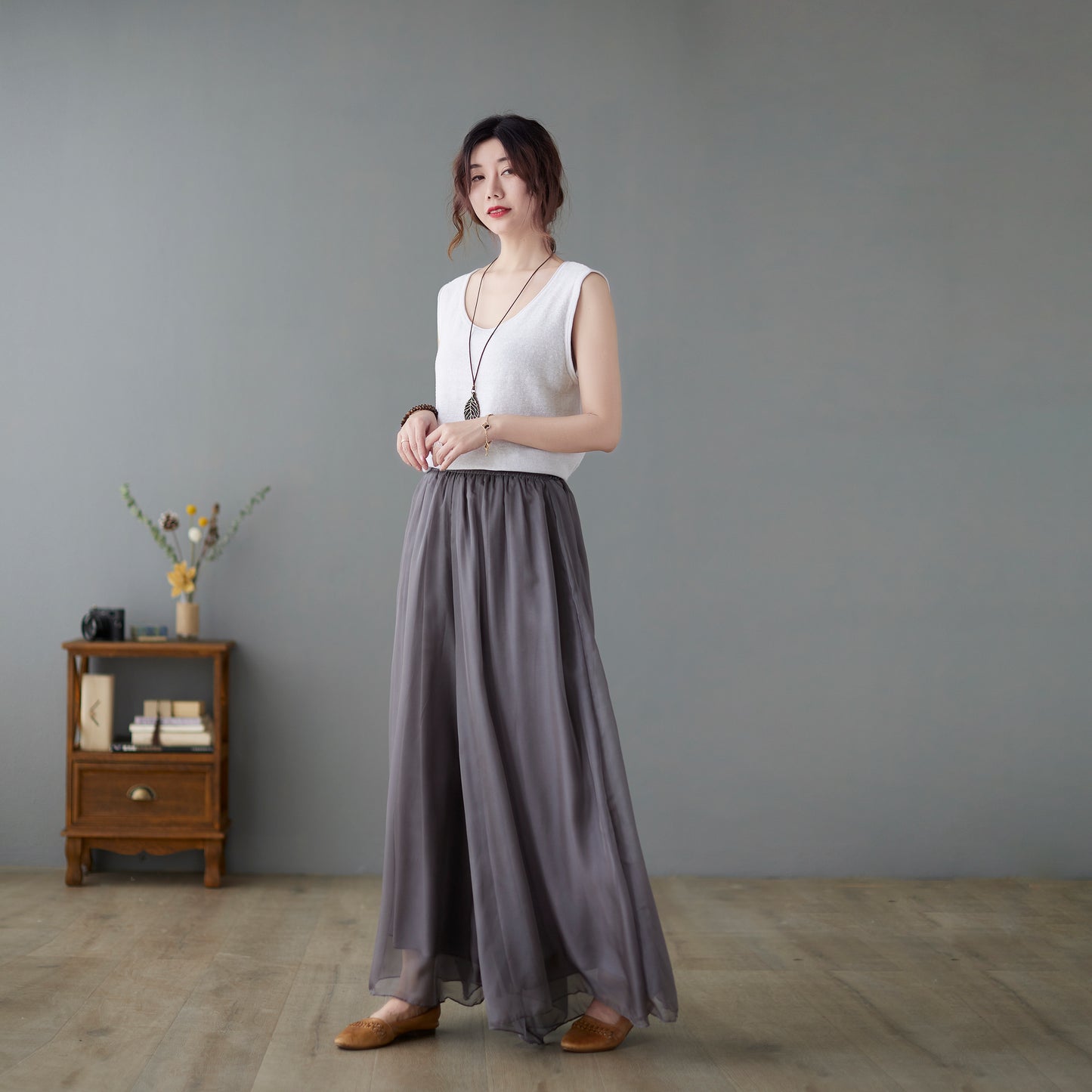 Summer maxi wide leg chiffon pants C2241