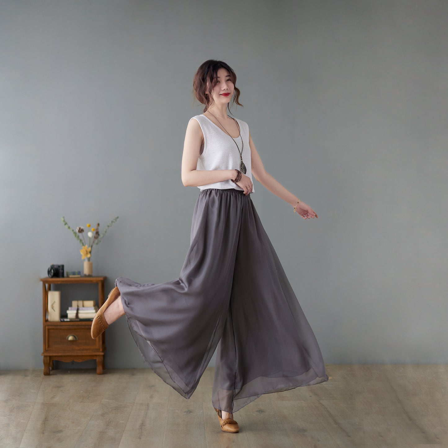 Summer maxi wide leg chiffon pants C2241