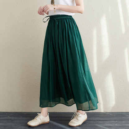 Long Swing Chiffon Green Skirt C2145