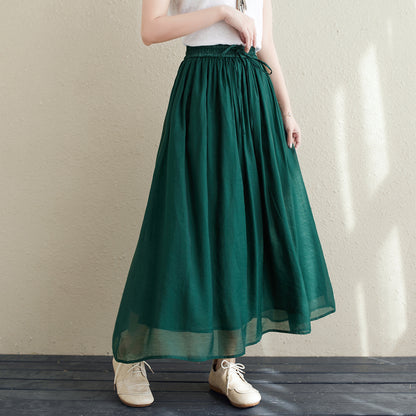 Long Swing Chiffon Green Skirt C2145